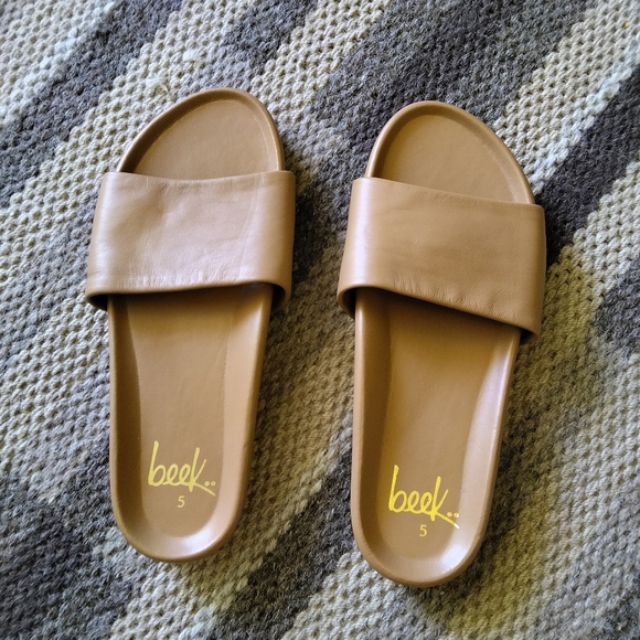 BEEK Gallito Slides Leather Slide Sandals Honey Size 5 - Picture 2 of 6